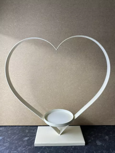 Large Cream Coloured Metal Heart Shaped Church Candle Holder