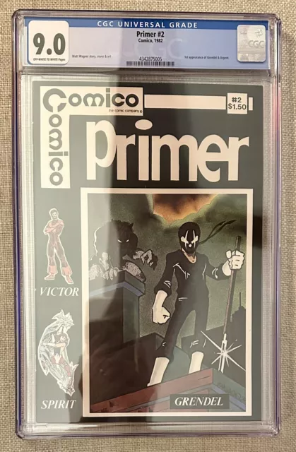 Primer #2 (Comico, 1982) CGC 9.0 OW/W - 1st Appearances Grendel & Argent