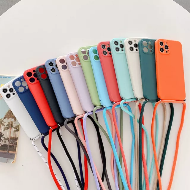 Handykette Hülle Band für iPhone 14 13 12 Pro Max 11 Xs XR 8 Crossbody-Gurt Case