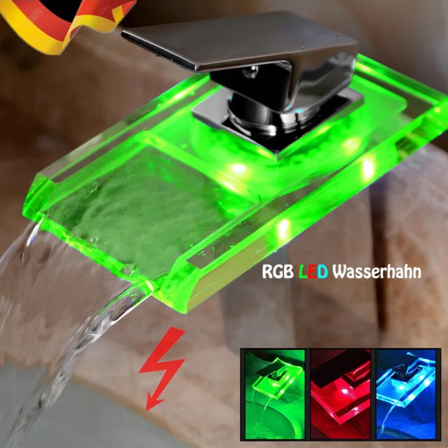 Grifería de fregadero de vidrio LED grifo cascada grifería grifería de baño lavabo