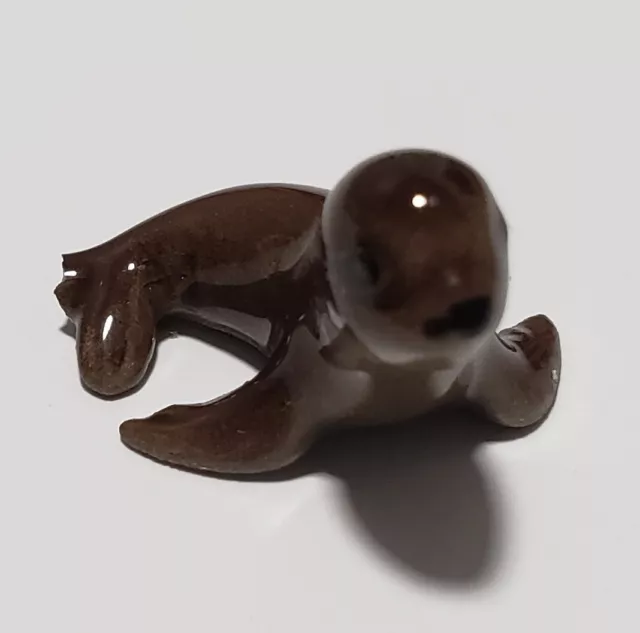 Hagen Renaker bone china porcelain miniature figurine baby gray seal broken tail