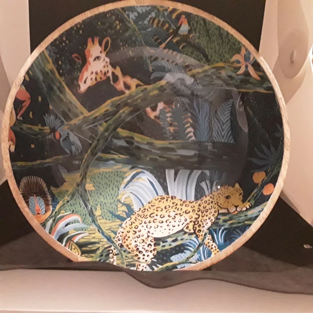 Opal House Laquered Interior  Jungle theme Mango wood serving bowl
