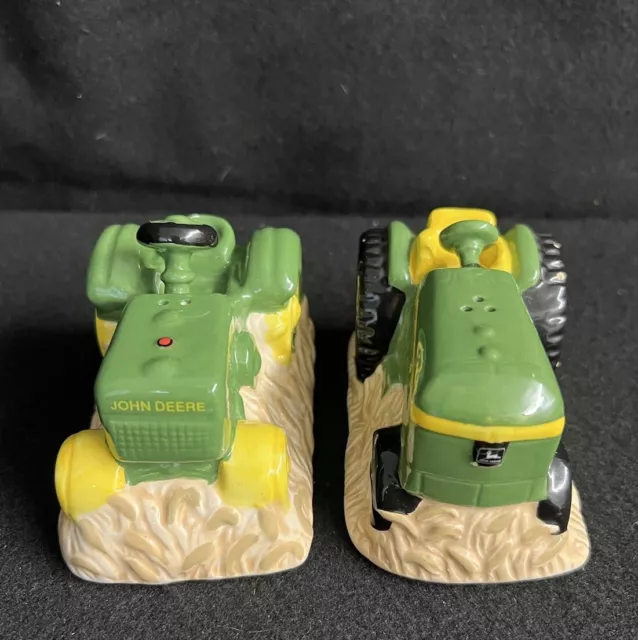 John Deere Licensed Tractor Salt & Pepper Shakers Gibson Ceramic Green No Box