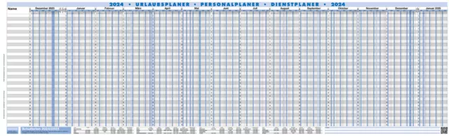 Profi Personalplaner Urlaubsplaner Dienstplaner für 2024 mit kostenlosem Versand 3