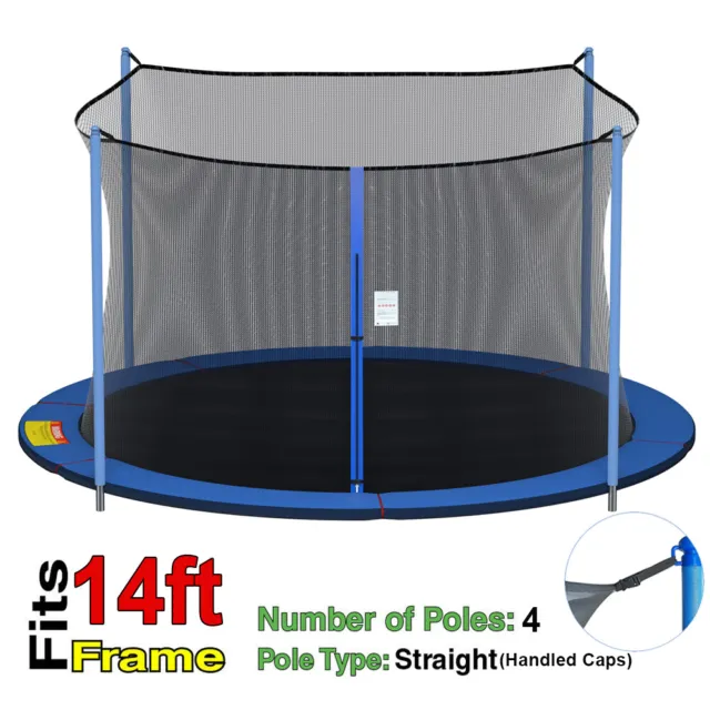 Round Trampoline Safety Replacement Net For 14FT Frame 4 Straight Pole Enclosure