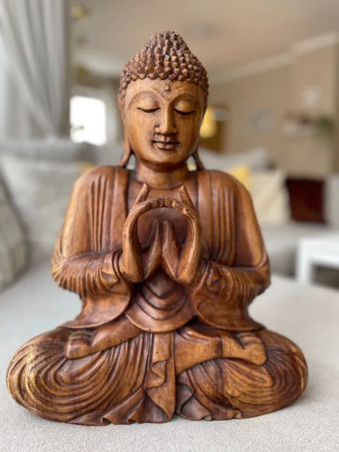 Buddah Holz Figur Sakyamuni Statue groß 42 cm XL Dekoration aus Bali