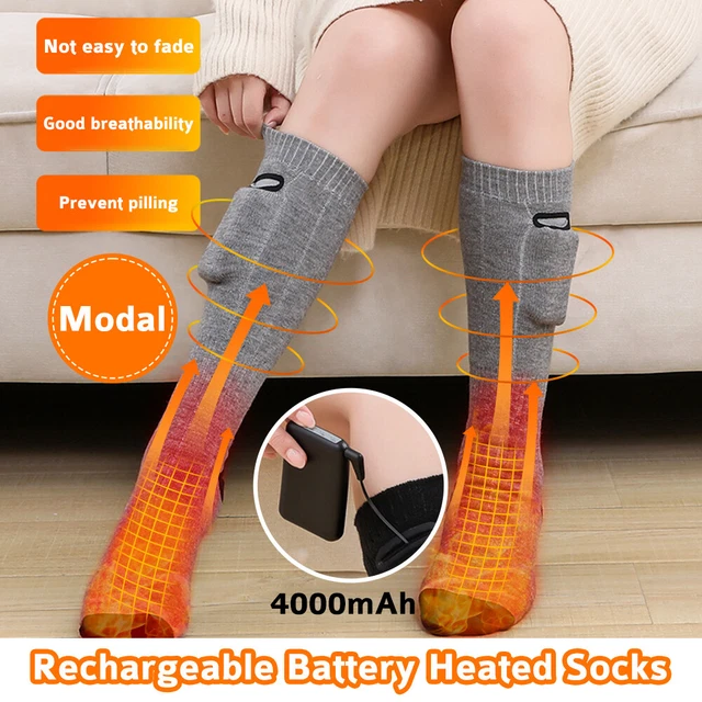 Winter Electric Heated Socks Boot Feet Warmer USB Rechargable Battery Warm Sock