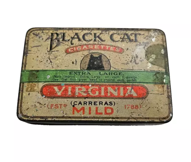 Black Cat Vintage Cigarettes Extra Large Tin  Virginia Mild Collectable