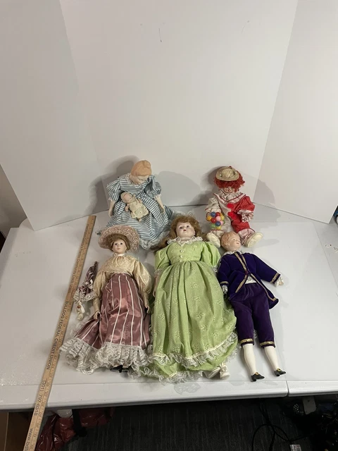 Vintage Porcelain Doll Lot Repos Of Antiques  Beautiful Cloths Porcelain  Clown