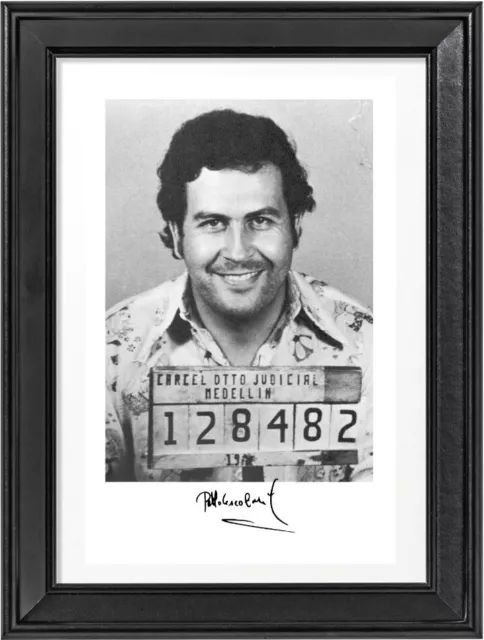 Pablo Escobar Autogramm mit Bilderrahmen +kolumbianischer Drogenbaron Terrorist