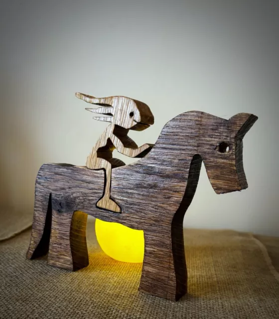 Wooden Handmade Horse And Rider Figure