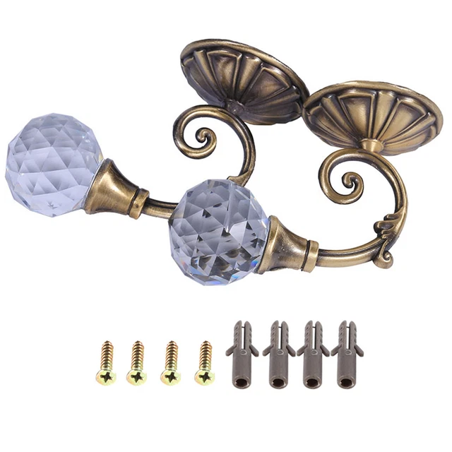 Metal Crystal Glass Curtain Holdback Wall Drapery Tieback Hooks Hanger Bronze 3