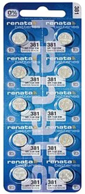 Renata #381 Silver Oxide Battery - 10 Pack (381-10)