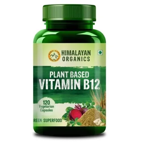 Himalayan Organics Plant Based Vitamin B-12 | Natural Wheat Grass 120 Capsule FS