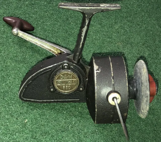 LARGE VINTAGE DAM Quick 550 Spinning reel - West Germany - Working