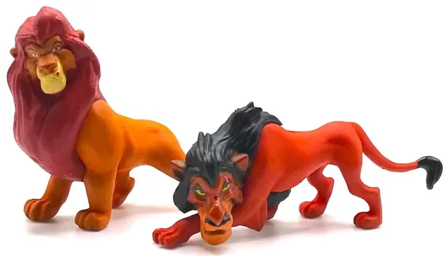 MUFASA & SCAR Figure Set LION KING Hero & Villain DISNEY MOVIE PVC TOY Playset!