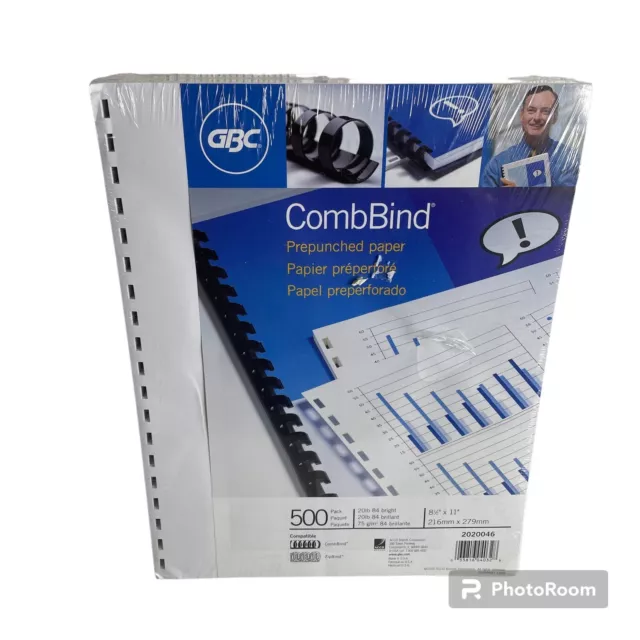 GBC CombBind Binder Paper 2020046 GBC ZipBind NEW 500 Sheets NIP White 8.5 X 11”