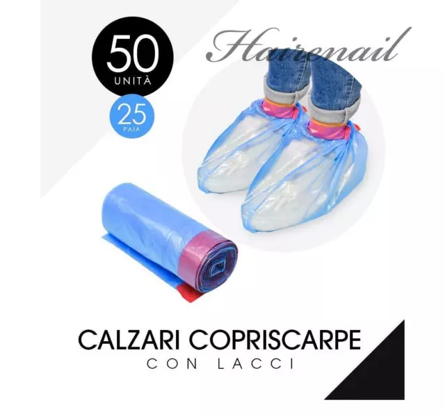 Calzari Copriscarpe Monouso Con Lacci Di Chiusura - 50 Pezzi  -  25 Paia