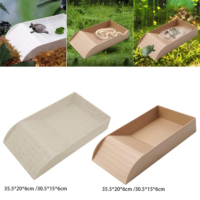 Cachette Tortue Reptile 2 Pièces | Grotte Avec Bassins Nourriture Et Eau | Décor Terrarium Noir Plastique