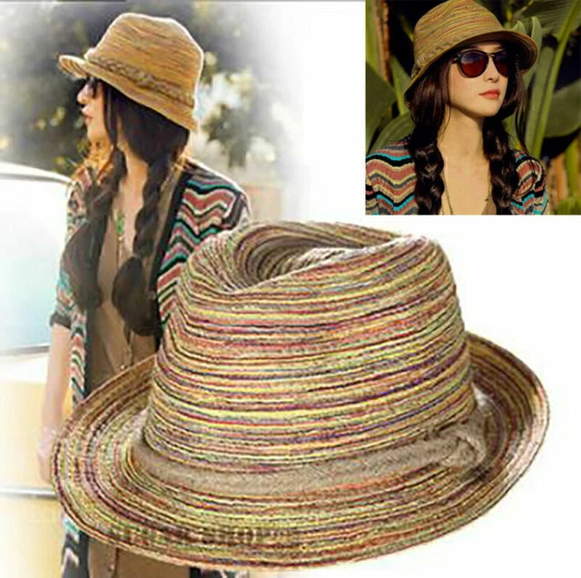 Chapeau Panama Femme - Bord Large 7,5 Cm - Anti-UV - Pliable - Pour Plage Et Voyage - Taille Unique