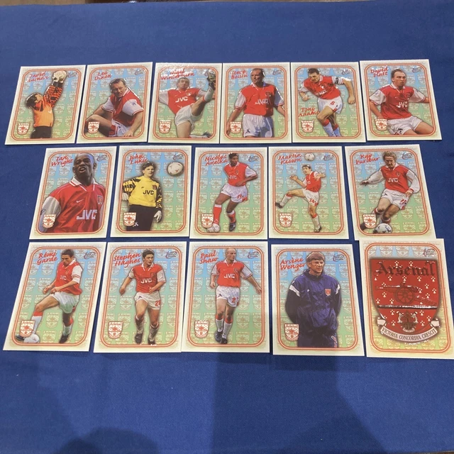 Futera Arsenal FC 1997-x16 Carte Chase Sottoinsieme quasi completo in rilievo