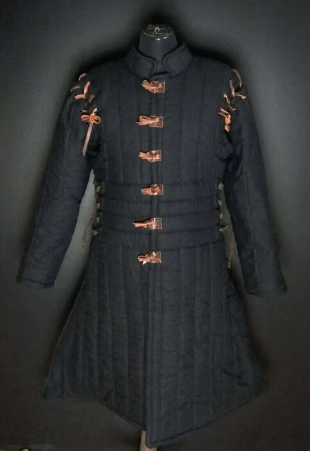Manteau de Gambison noir matelassé épais médiéval Reconstitution d'armure...