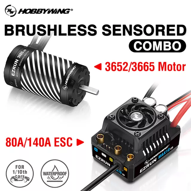 HobbyWing Brushless Motor ESC MAX10 G2 80A 140A 3652 3665 Motor For 1/10 RC Car 2