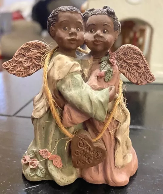 Sarahs Angels in the Attic Adora & Enos Figurine Black Heritage AA Girl 1992 2