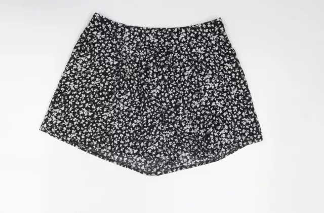 New Look Girls Black Floral Polyester Bermuda Shorts Size 14 Years Regular Zip