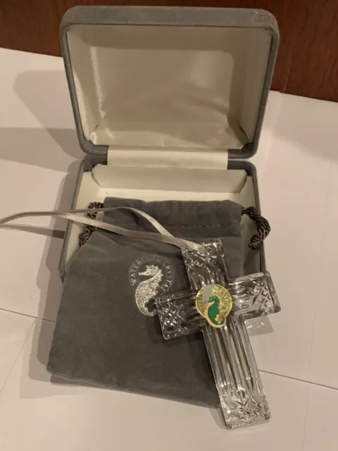 BEAUTIFUL WATERFORD CRYSTAL Cross Pendant Ornament With Box