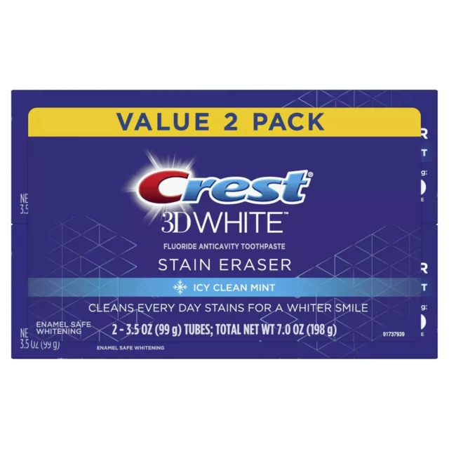 Crest 3D Weiß Edel Radiergummi Eisige Clean Mint Zahnpasta, 99 G (2 Pack)