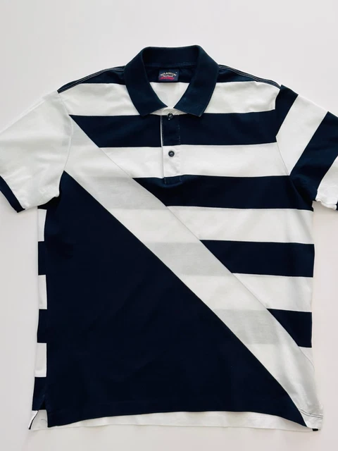 Polo Shirt Paul and Shark Yachting Bianca & Navy Media Eccellente Indossata Una volta
