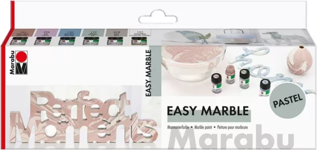 Marabu Easy Marmor Box Set. Künstler Marmorierung Farbe. Kunst & Handwerk. PASTELLFARBEN