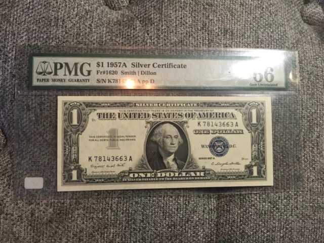 FR. 1620* $1 1957-A Silver Certificate *-A Block Gem PMG 66