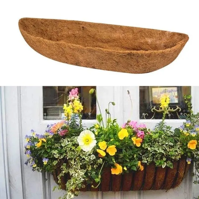 30-48'' Trough Coco Liner Planting Flower Wall Hanging Basket Planter Window Box