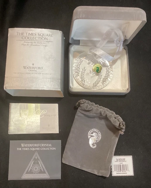Waterford Crystal Times Square 2001 Disk Ornament Hope For Abundance w/ Box +++
