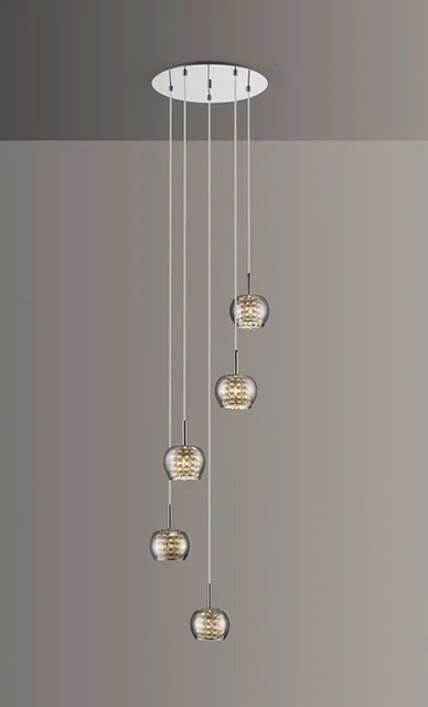 John Lewis Stella 5 Pendant Cluster Ceiling Light, Black Chrome
