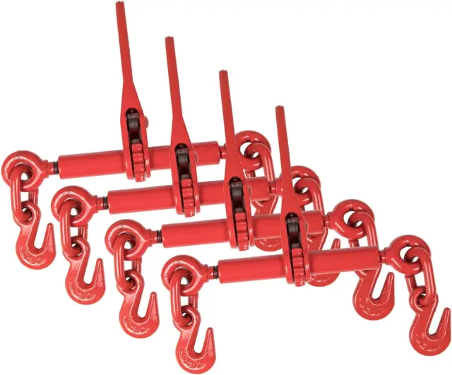 ® E001A4 Ratchet Load Binder Chain Equipment Tie down Rigging 1/4-5/16 Inch,Red,