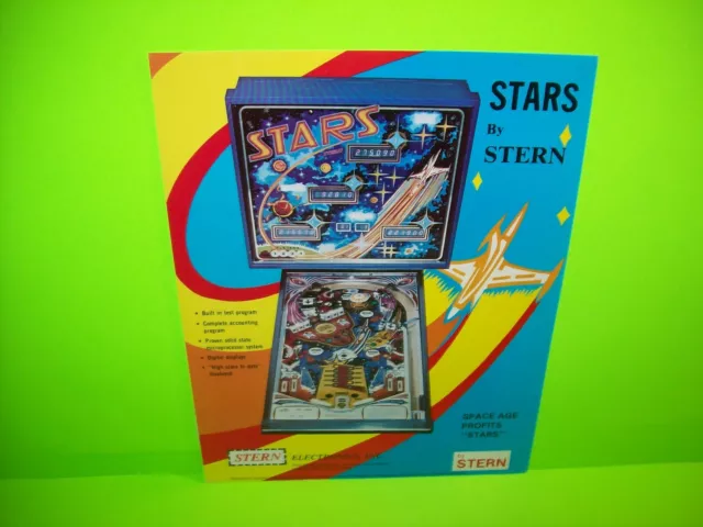 Stars Pinball Machine FLYER Original 1978 Space Age Vintage Retro Artwork Promo