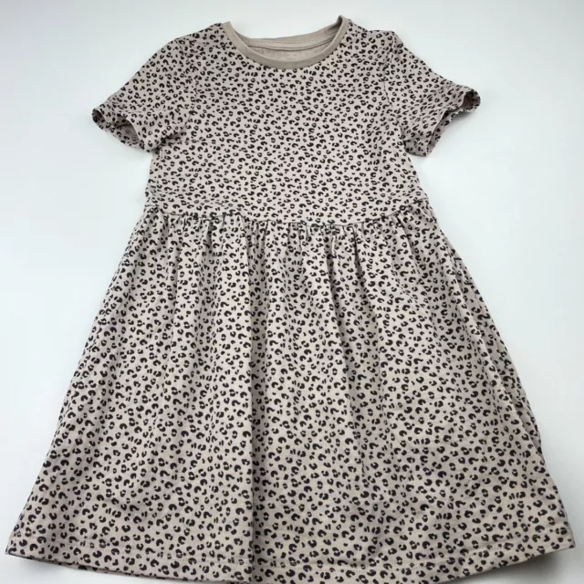 Girls size 6, M&S, leopard print cotton casual dress, EUC