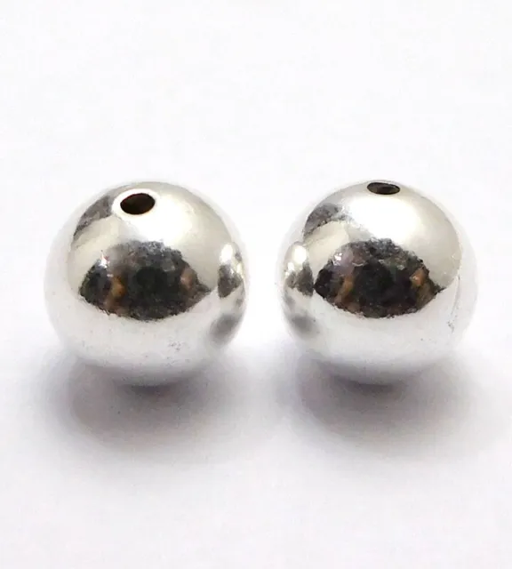 40 Pcs 8Mm Spacer Seamless Ball Bead Sterling Silver Plated