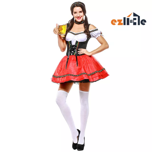 Oktoberfest Beer Girl Costume Octoberfest German Bavarian Wench Maid Fancy Dress