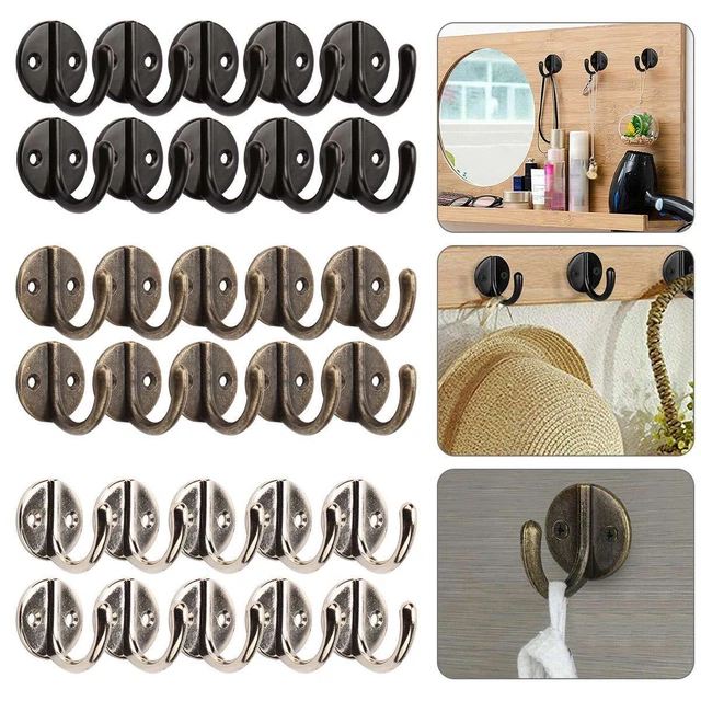 10X Rustic Cast Iron Coat Hat Wall Hooks Restore School Farm Towel Bath Kitchen