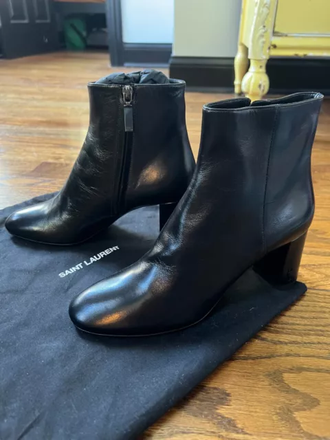 Saint Laurent Lou Leather Ankle Boots with Zipper, Size EU 39/US 8 3