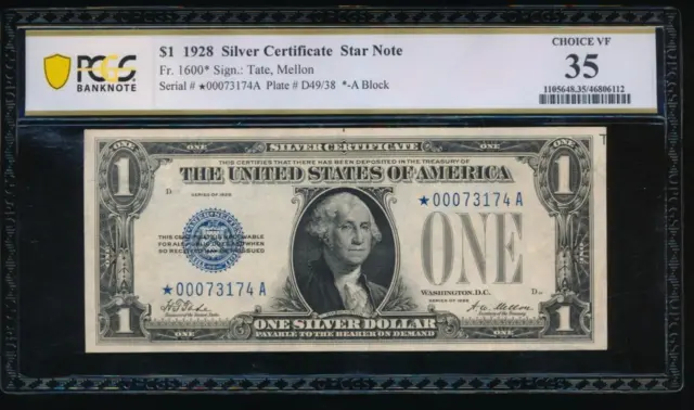 AC 1928 $1 Silver Certificate *star* PCGS 35 Fr 1600*