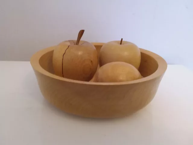 Beautiful Hand Turned Wooden Fruits in Bowl ******Apples and Lemon