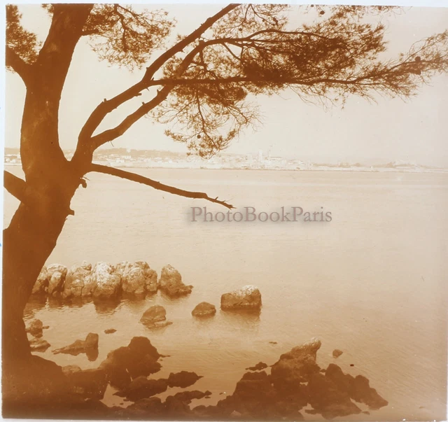 Antibes 1930 Côte d’Azur France Photo Stereo Plaque de verre