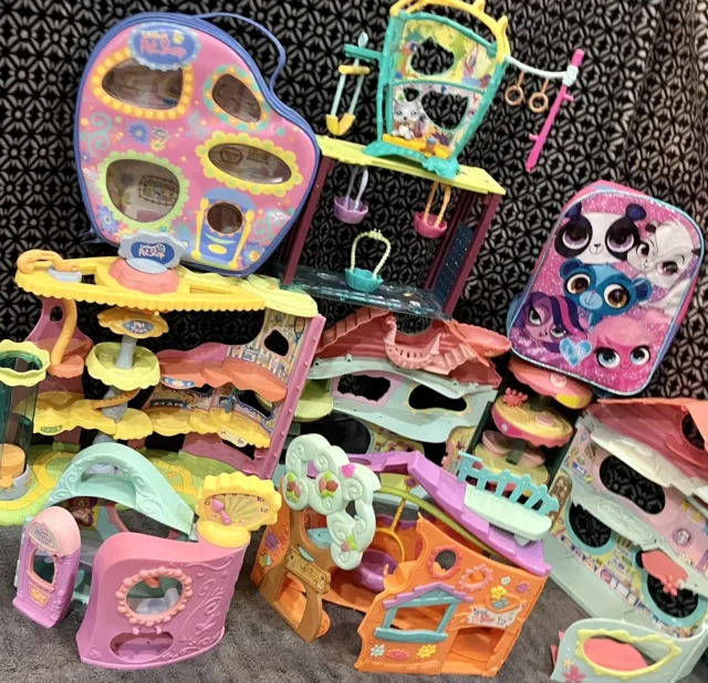 Hasbro Littlest Pet Shop Houses 6 - Backpack- Carry Case  & Dog LPS - Lot!!