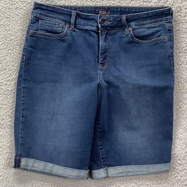 NYDJ Jean Shorts Size 12 Blue Denim Briella Roll Cuff Bermuda Stretch Lift Tuck