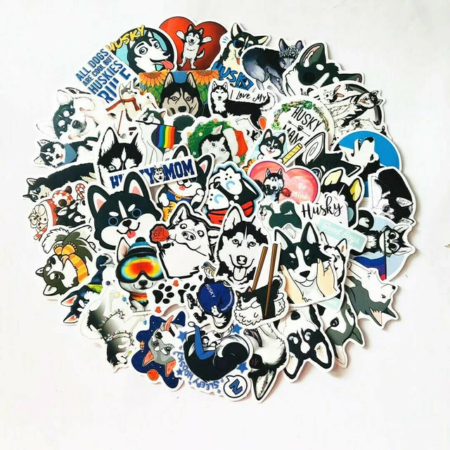 ⭐ 50 Stück Tiere / Husky / Kinder / Hunde Style Stickerbomb - Aufkleber